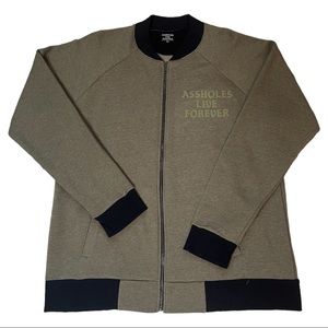 Assholes Live Forever Forest Green Full Zip Jacket NWOT